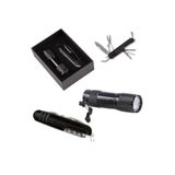 Kapaklı Kutusunda Siyah 7 Fonksiyonlu Çakı & 9 Led Metal El Feneri İkili Set (AÇIKLAMAYA BAKINIZ!!) PRS-5041S