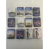 Kapaklı Mini Makyaj Aynası, Karışık Eşsiz İstanbul Manzaralı Taşlı,Taşınabilir, Kına Hediyelik 12 Adet Kapaklı Mini Makyaj Aynası, 8x6 Cm