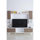 Kapaklı Minimal Tv Sehpası 136 cm Beyaz Antik Ceviz - Çok Renkli - Siyah - Plastik