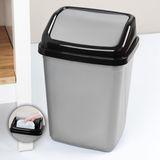 Kapaklı Plastik Çöp Kovası - Ev Ofis Banyo Mutfak Çöp Kovası Gri 10 Litre