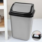 Kapaklı Plastik Çöp Kovası - Ev Ofis Banyo Mutfak Çöp Kovası Gri 30 Litre