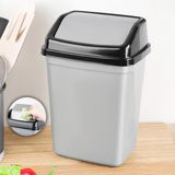 Kapaklı Plastik Çöp Kovası - Ev Ofis Banyo Mutfak Tezgah Üstü Çöp Kovası Gri 2,5 Litre