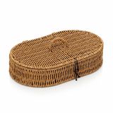 Kapaklı Rattan Oval Organizer Sepet Hasır Saklama Kutusu Çok Amaçlı Dekoratif Düzenleyici Kapaklı Organizer