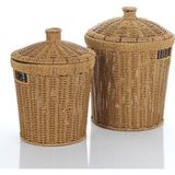 Kapaklı Rattan Patates Soğan Saklama Sepeti 2'li Set – Kiler/mutfak Organizer, Doğal Hasır Gö - Çok Renkli