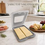 Kapaklı Şarküteri Saklama Kabı Salam Peynir Dilimlenmiş Gıda Buzdolabı Saklama Kutusu Sariva Home - Gri