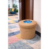 Kapaklı Siyah Hasır Galoş Kutusu & Kuru Çöp Sepeti Çorap Sepeti Çok Amaçlı Organizer (30 × 30 Cm) - Kahverengi