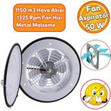 Kapakli Vantilator Banyo Wc Isyeri Havalandirma Aspiratoru Fani Kirli Hava Kotu Koku Metal 300 Mm
