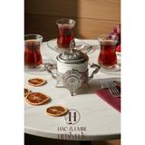 Kapaklı ve Kaşıklı Porselen Şekerlik | Lüks Kapaklı Kaşıklı Metal Şekerlik | Dekoratif Şekerlik Lokumluk Ikramlık Seti - Gümüş