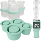 Kapaklı ve Metal Yeniden Kullanılabilir Pipetli Stanley Kupası için 4 Halkalı Silikon Buz Küpü Tepsisi - Stanley Buz Kalıbı - Stanley Cup Buz Kalıbı - Stanley Cup Buz Küpü Kalıbı 14-40 oz Bardak