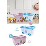 Kapaklı ve Taşınabilir 60 Litre Tekerlekli Oyuncak Saklama Kutusu 2’li Set 1 Pembe 1 Mavi - Mavi - Pembe - Renk