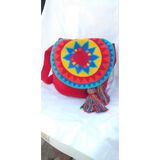 Kapaklı Wayuu Örgü Çanta - Kırmızı