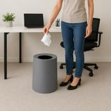 Kapaksız Çöp Kovası 12 Litre, Modern Ofis Mutfak Banyo ve Oda İçin Pratik Tasarımlı Plastik Atık Kutusu, Yuvarlak Dekoratif Çöp Kutusu (Antrasit)