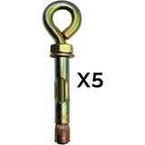 Kapalı Kancalı Çelik Dübel 8 mm Salıncak Boks Torbası Avize Tavan Asma Aparatı Asacağı 5 Adet