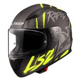 Kapali Kask Ls2 Rapid 2 Raven Mat Siyah Gri Neon Sari M