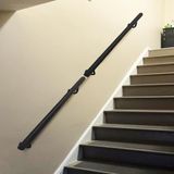 Kapalı Merdiven Küpeşte, 30-600 cm Merdiven Korkuluk Rayı Dış Mekan Merdiven El Rayı, Siyah Merdiven Korkuluk Yuvarlak Tutunma Çubuğu Kaymaz Ayak Rayı, Çatı Koridoru için Korkuluk El Rayları