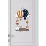 Kapbirhediye Isme Özel Bebek Odası Ahşap Kapı Süsü Balon (Kahverengi)