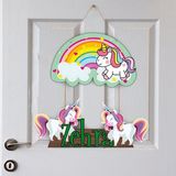 Kapbirhediye İsme Özel Bebek Odası Ahşap Kapı Süsü Unicorn