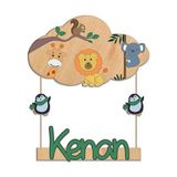 Kapbirhediye Kişiye Özel Ahşap Safari Hayvanları Temalı Ipli Bebek Kapı Süsü, Bebek ve Çocuk Odası 1