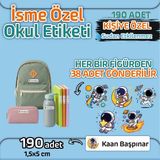 Kapbirhediye Okul Etiketi Isme Özel Kalem Defter Etiketi Astronot 2 Temalı 190 Adet