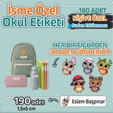 Kapbirhediye Okul Etiketi Isme Özel Kalem Defter Etiketi Baykuş 2 Temalı 190 Adet