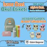 Kapbirhediye Okul Etiketi Isme Özel Kalem Defter Etiketi Baykuş Temalı 190 Adet