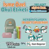 Kapbirhediye Okul Etiketi Isme Özel Kalem Defter Etiketi Kardanadam Temalı 190 Adet