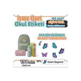 Kapbirhediye Okul Etiketi Isme Özel Kalem Defter Etiketi Kelebek Temalı 190 Adet