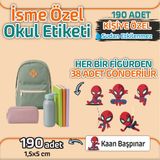 Kapbirhediye Okul Etiketi Isme Özel Kalem Defter Etiketi Kırmızı Kahraman Temalı 190 Adet