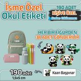 Kapbirhediye Okul Etiketi Isme Özel Kalem Defter Etiketi Panda Temalı 190 Adet