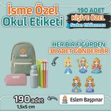 Kapbirhediye Okul Etiketi Isme Özel Kalem Defter Etiketi Prenses Temalı 190 Adet