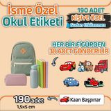 Kapbirhediye Okul Etiketi Isme Özel Kalem Defter Etiketi Sevimli Arabalar 3 Temalı 190 Adet