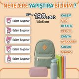 Kapbirhediye Okul Etiketi Isme Özel Kalem Defter Etiketi Sevimli Kedi 2 Temalı 190 Adet