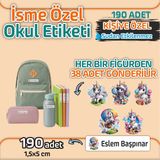 Kapbirhediye Okul Etiketi Isme Özel Kalem Defter Etiketi Unıcorn 2 Temalı 190 Adet