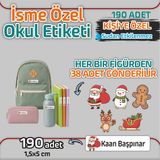 Kapbirhediye Okul Etiketi Isme Özel Kalem Defter Etiketi Yılbaşı 1 Temalı 190 Adet