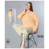 Kapbirtane Melodi Kadın Büyük Beden Standart Kalıp %100 PAMUK Düğmeli Yaka Uzun Kol Baharlık Pijama Takımı 17096- 1 Adet