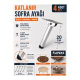 kapeks hırdavat-çelik kapı Yer Sofra Ayağı Metal Katlanır Yer Sofrası Sini Altı Ayağı 20 Cm (4 ADET)
