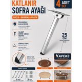 Kapeks Yer Sofra Ayağı Metal Katlanır Yer Sofrası Sini Altı Ayağı 25 cm (4 Adet)