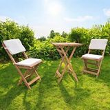 Kapella 2'li Katlanır Ahşap Bistro Set Bahçe Masa Seti Minder Hediyeli 50*50