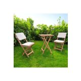 Kapella Katlanır Ahşap Bistro Set Bahçe Masa Seti Minder Hediyeli 50*50