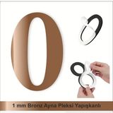 Kapı Daire Numarası 1 mm Bronz Ayna Pleksi Yapışkanlı No - 0 Sıfır - Ahşap