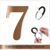 Kapı Daire Numarası 1 mm Bronz Ayna Pleksi Yapışkanlı No - 7 Yedi - 1 Adet - 7x5