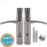 Kapı Kolu Wc Banyo Nikel Inox Aynalı Sağa Sola Uygun Iç Dış Wc Kapısı Kilitlenebilir 1 Takım - 1 Adet