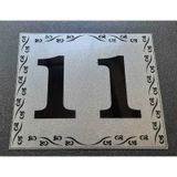 Kapı Numarası 10x12 Cm Metalik Gümüş Gri Üzeri Siyah Baskı Kendinden Yapışkanlı No:11