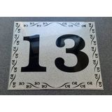 Kapı Numarası 10X12 cm Metalik Gümüş Gri Üzeri Siyah Baskı Kendinden Yapışkanlı No:13