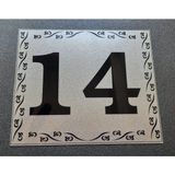 Kapı Numarası 10x12 Cm Metalik Gümüş Gri Üzeri Siyah Baskı Kendinden Yapışkanlı No:14