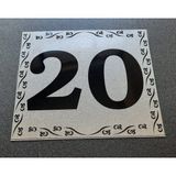 Kapı Numarası 10x12 Cm Metalik Gümüş Gri Üzeri Siyah Baskı Kendinden Yapışkanlı No:20