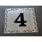 Kapı Numarası 10x12 Cm Metalik Gümüş Gri Üzeri Siyah Baskı Kendinden Yapışkanlı No:4