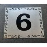 Kapı Numarası 10X12 cm Metalik Gümüş Gri Üzeri Siyah Baskı Kendinden Yapışkanlı No:6