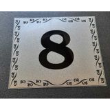 Kapı Numarası 10x12 Cm Metalik Gümüş Gri Üzeri Siyah Baskı Kendinden Yapışkanlı No:8