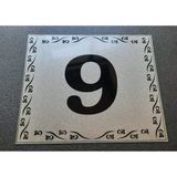 Kapı Numarası 10x12 Cm Metalik Gümüş Gri Üzeri Siyah Baskı Kendinden Yapışkanlı No:9